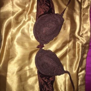 Brown Lace Bra with Bow